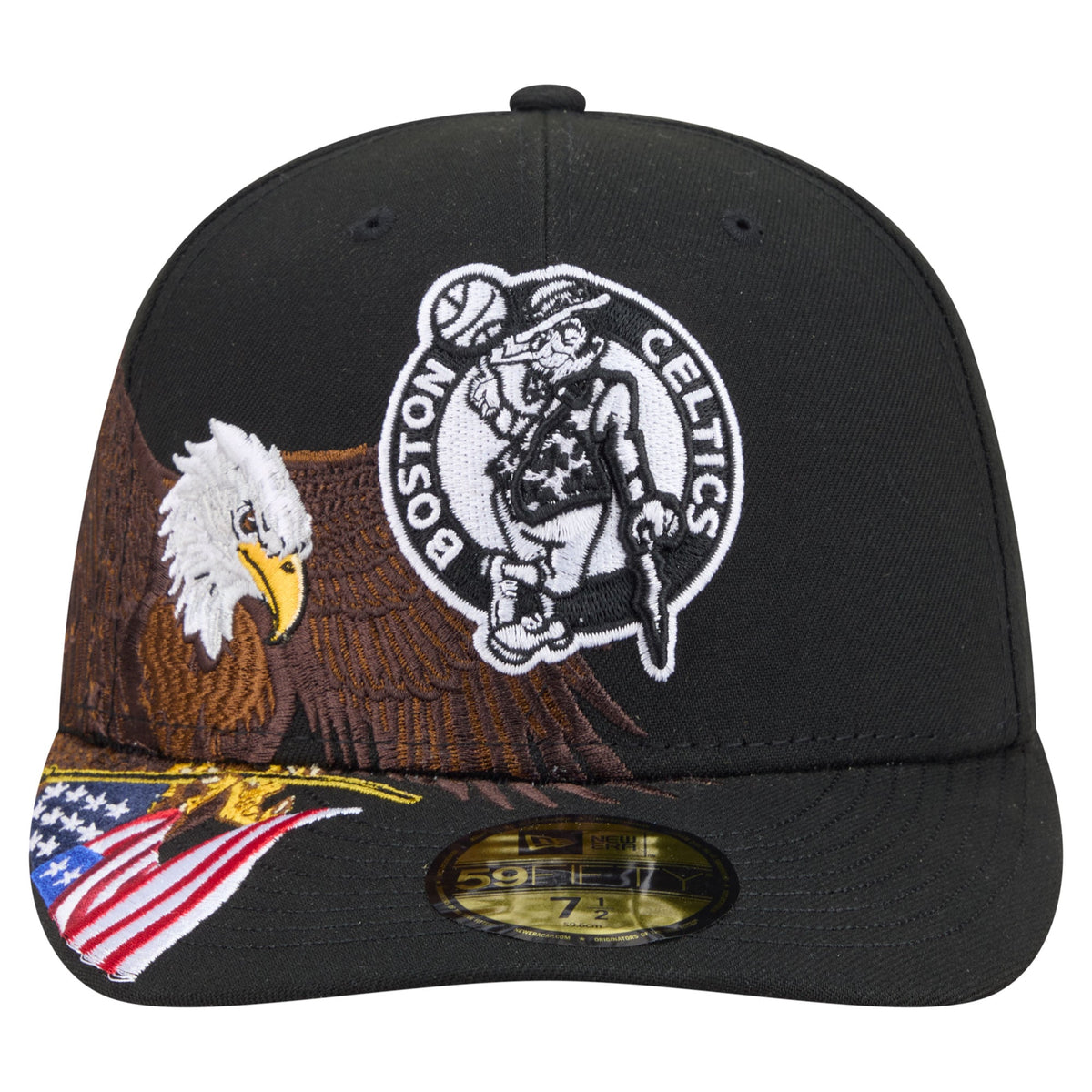 Men's Boston Celtics New Era Black Freedom Pre-Curved 59FIFTY Fitted Hat