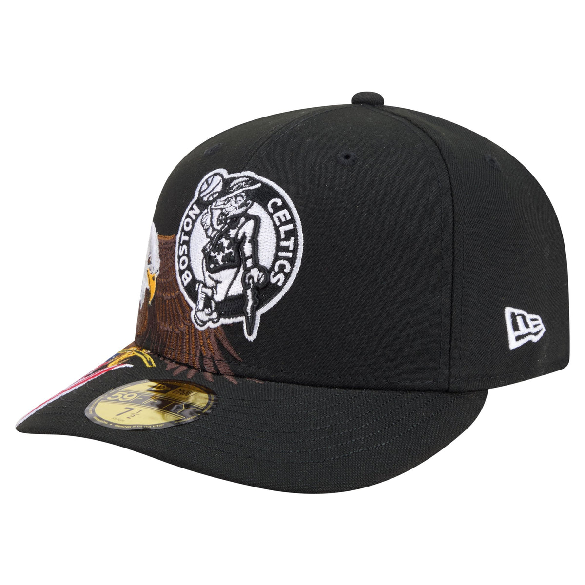 Men's Boston Celtics New Era Black Freedom Pre-Curved 59FIFTY Fitted Hat
