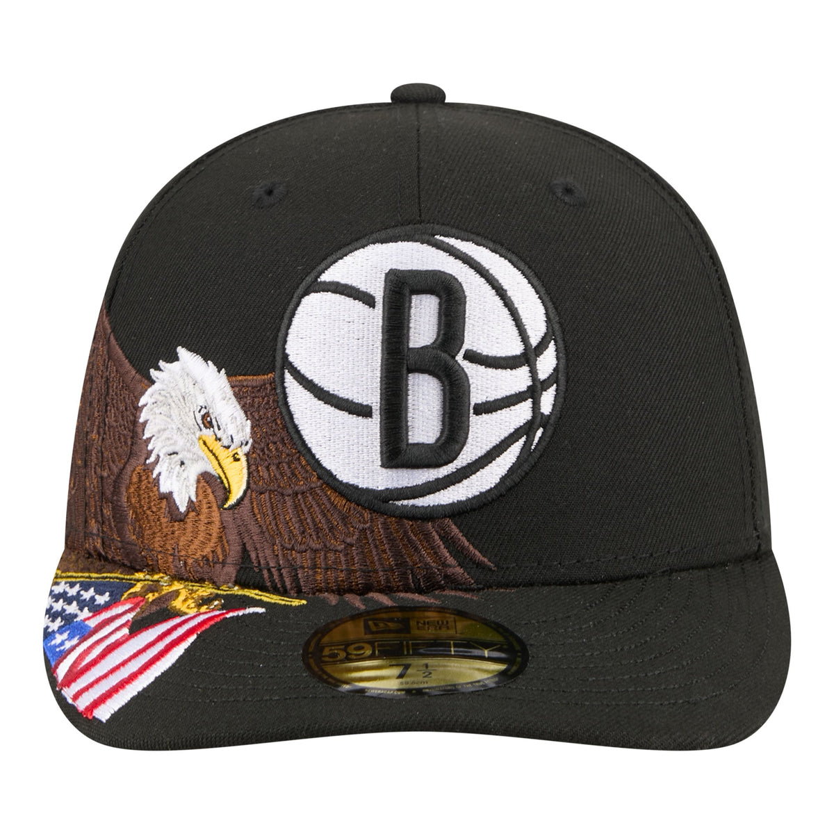 Men's Brooklyn Nets New Era Black Freedom Pre-Curved 59FIFTY Fitted Hat