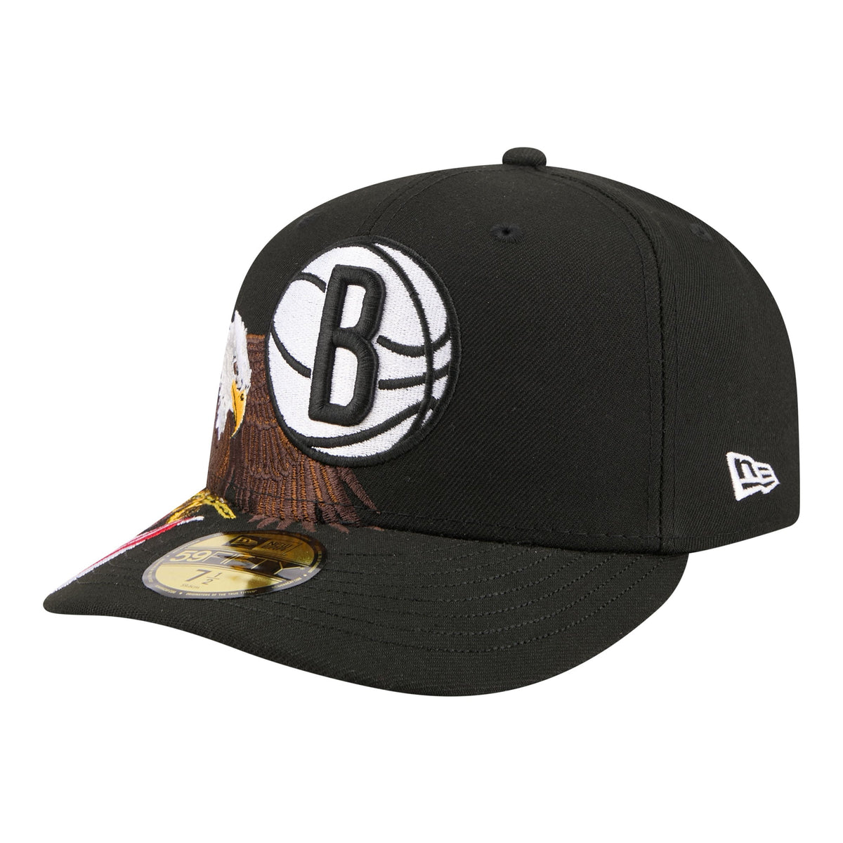 Men's Brooklyn Nets New Era Black Freedom Pre-Curved 59FIFTY Fitted Hat