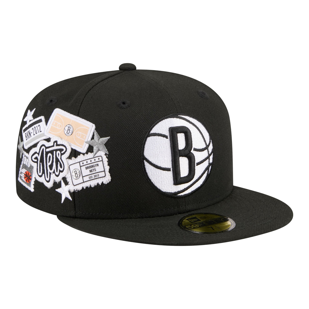 Men's Brooklyn Nets  New Era Black Team Collage 59FIFTY Fitted Hat