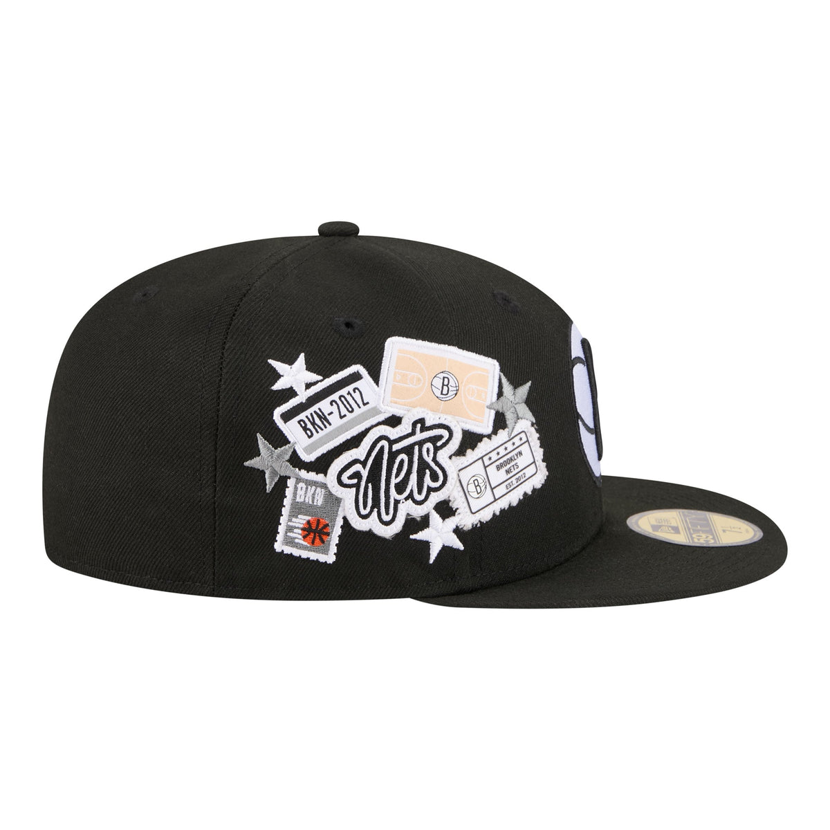 Men's Brooklyn Nets  New Era Black Team Collage 59FIFTY Fitted Hat