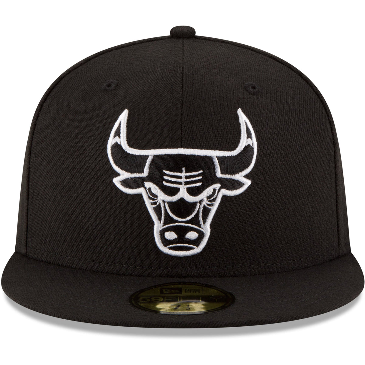 Men's Chicago Bulls New Era Black Black & White Logo 59FIFTY Fitted Hat