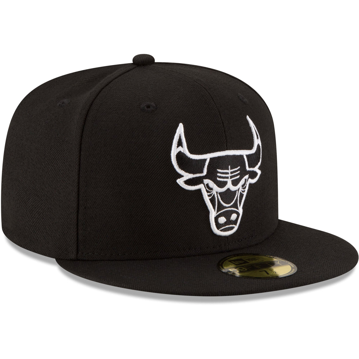 Men's Chicago Bulls New Era Black Black & White Logo 59FIFTY Fitted Hat