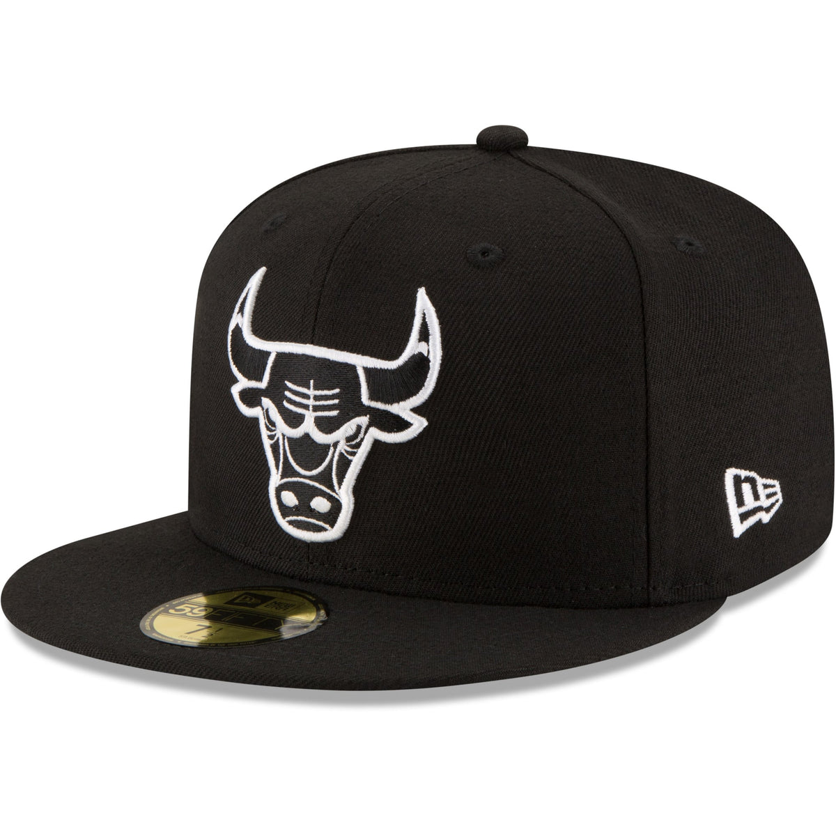 Men's Chicago Bulls New Era Black Black & White Logo 59FIFTY Fitted Hat