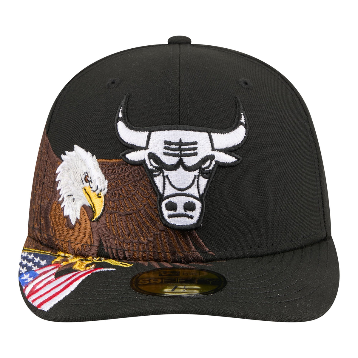Men's Chicago Bulls New Era Black Freedom Pre-Curved 59FIFTY Fitted Hat
