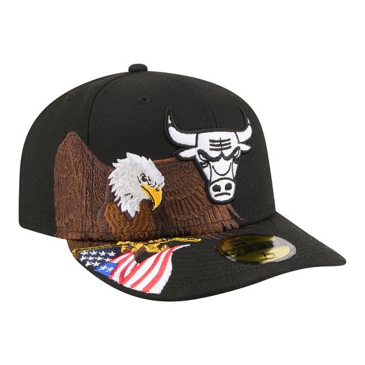 Men's Chicago Bulls New Era Black Freedom Pre-Curved 59FIFTY Fitted Hat