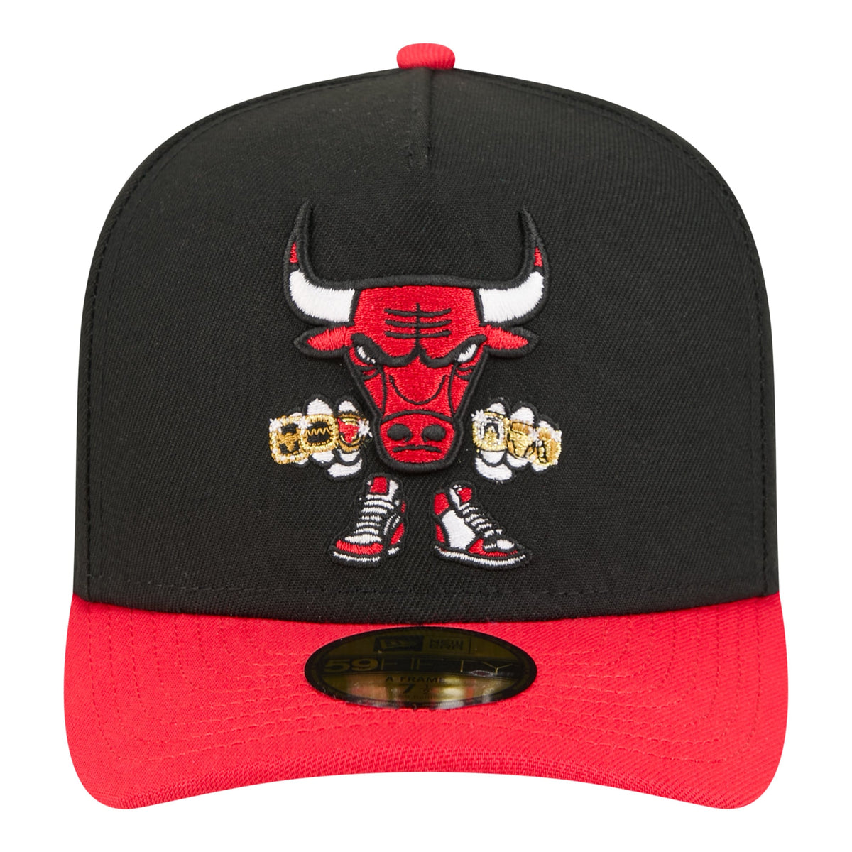 Men's Chicago Bulls  New Era Black Injection Cartoon Logo A-Frame 59FIFTY Fitted Hat