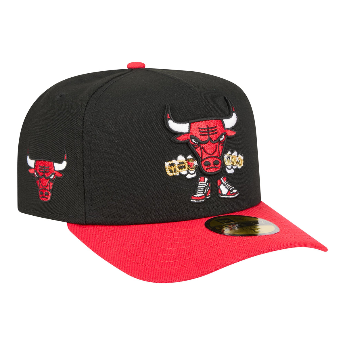 Men's Chicago Bulls  New Era Black Injection Cartoon Logo A-Frame 59FIFTY Fitted Hat