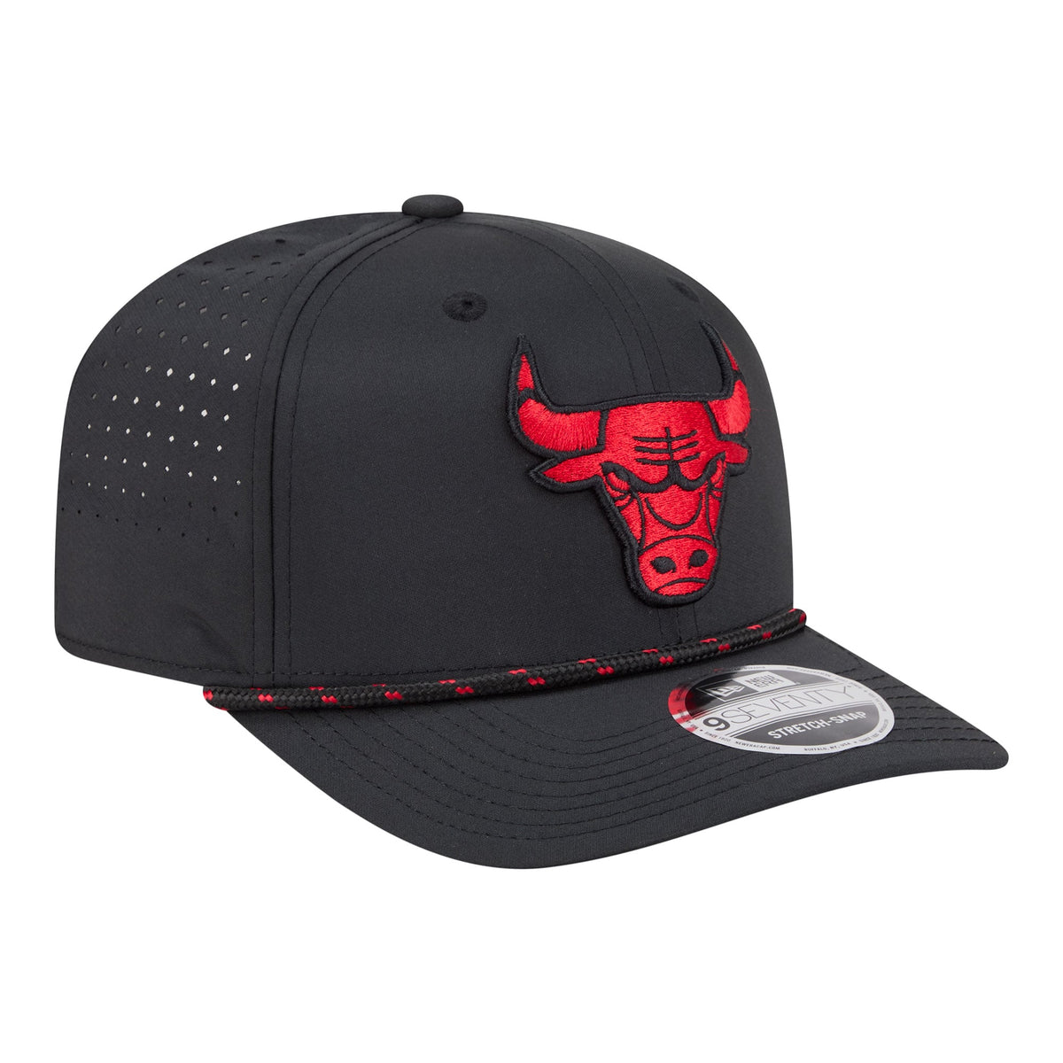 Men's Chicago Bulls New Era Black Sport Rope Vented Stretch-Snap 9SEVENTY Hat