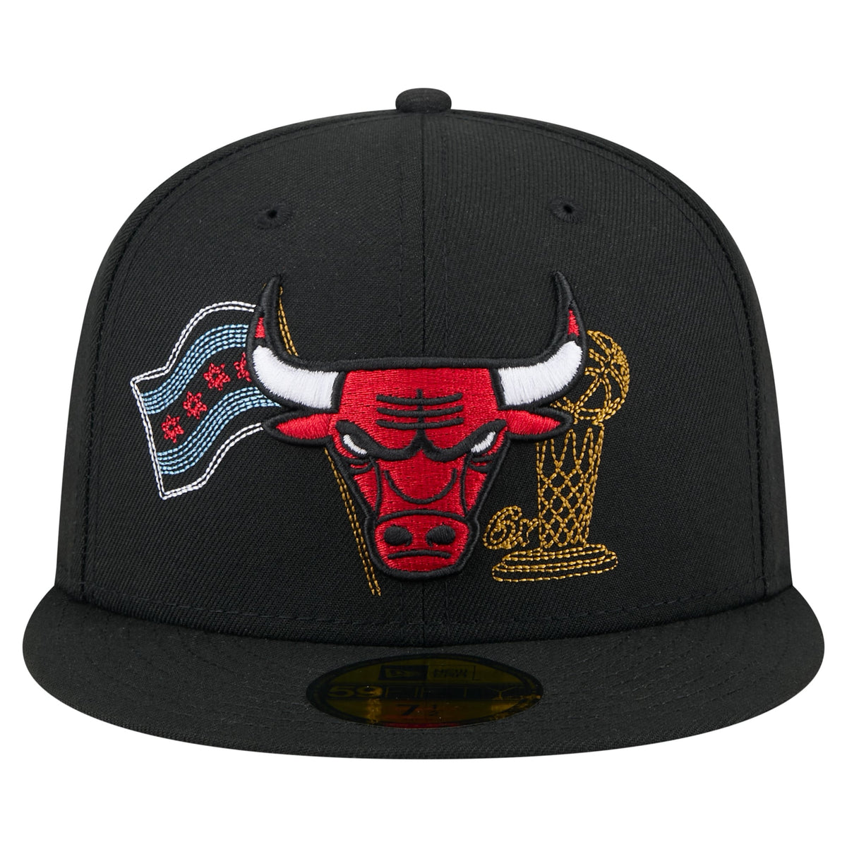 Men's Chicago Bulls New Era Black State Stitch 59FIFTY Fitted Hat