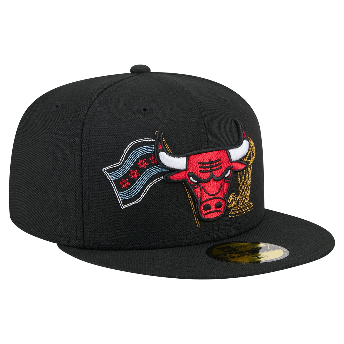 Men's Chicago Bulls New Era Black State Stitch 59FIFTY Fitted Hat