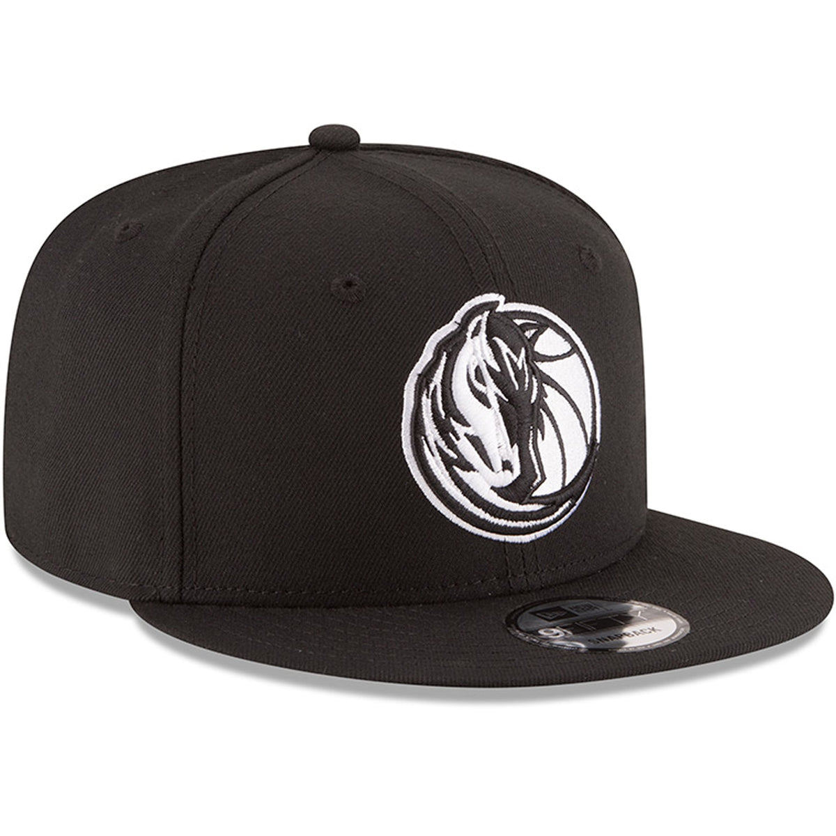 Men's Dallas Mavericks New Era Black Black & White Logo 9FIFTY Adjustable Snapback Hat