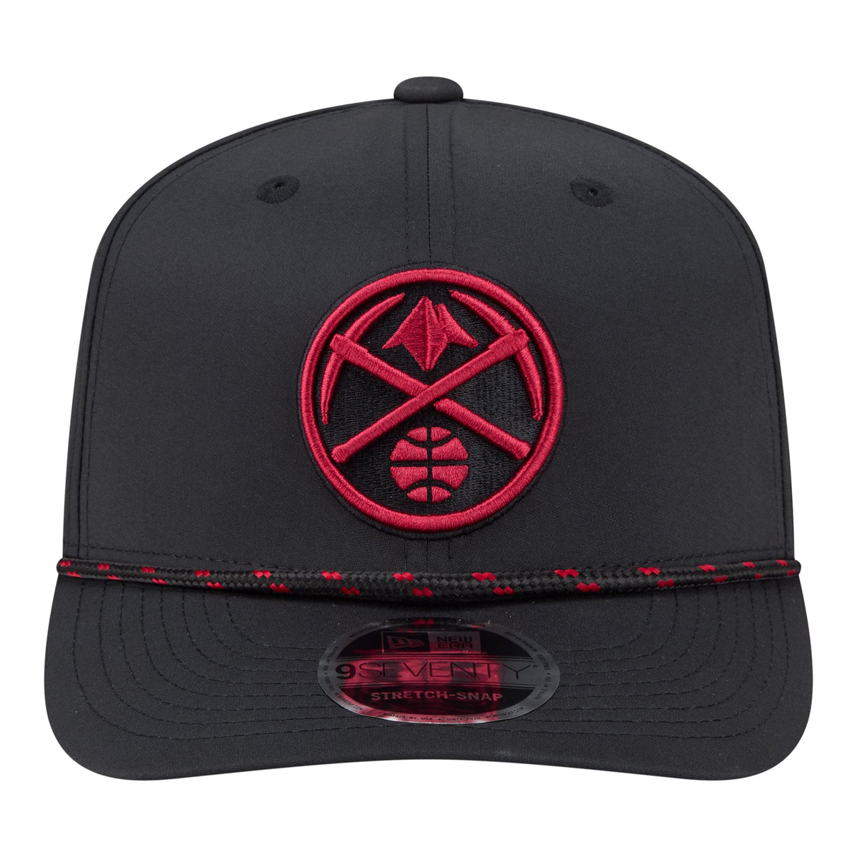 Men's Denver Nuggets New Era Black Sport Rope Vented Stretch-Snap 9SEVENTY Hat