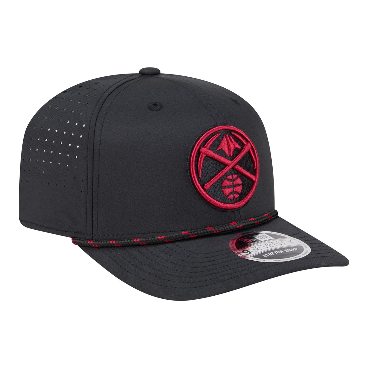 Men's Denver Nuggets New Era Black Sport Rope Vented Stretch-Snap 9SEVENTY Hat