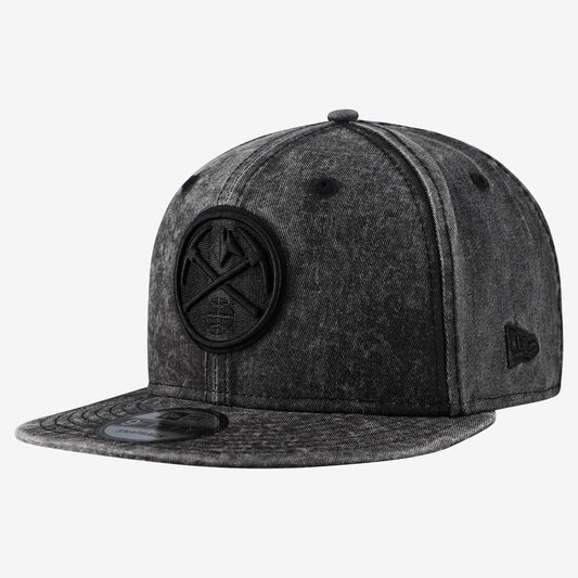 Men's Denver Nuggets  New Era Black Washed Tonal 9FIFTY Snapback Hat