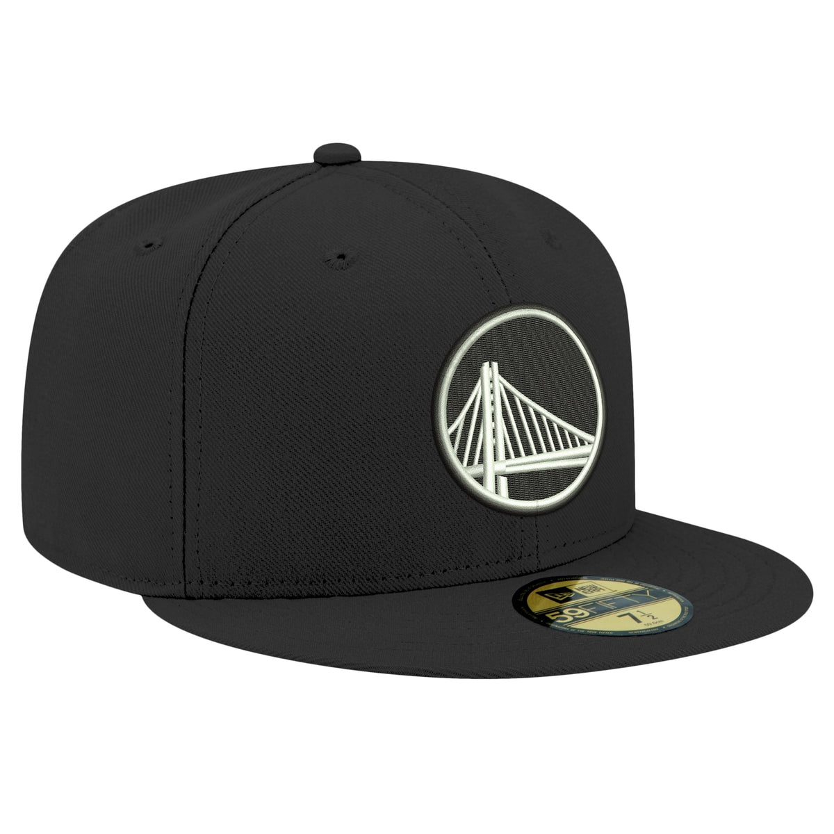 Men's Golden State Warriors New Era Black Black & White 59FIFTY Fitted Hat