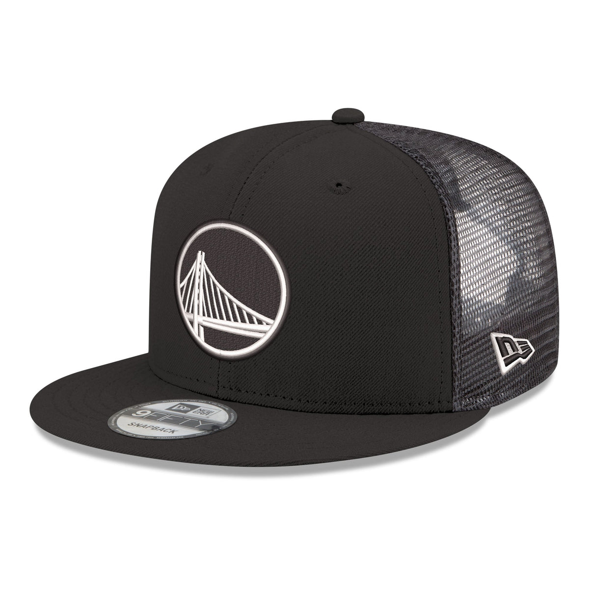 Men's Golden State Warriors New Era Black Core Logo Meshback 9FIFTY Snapback Hat