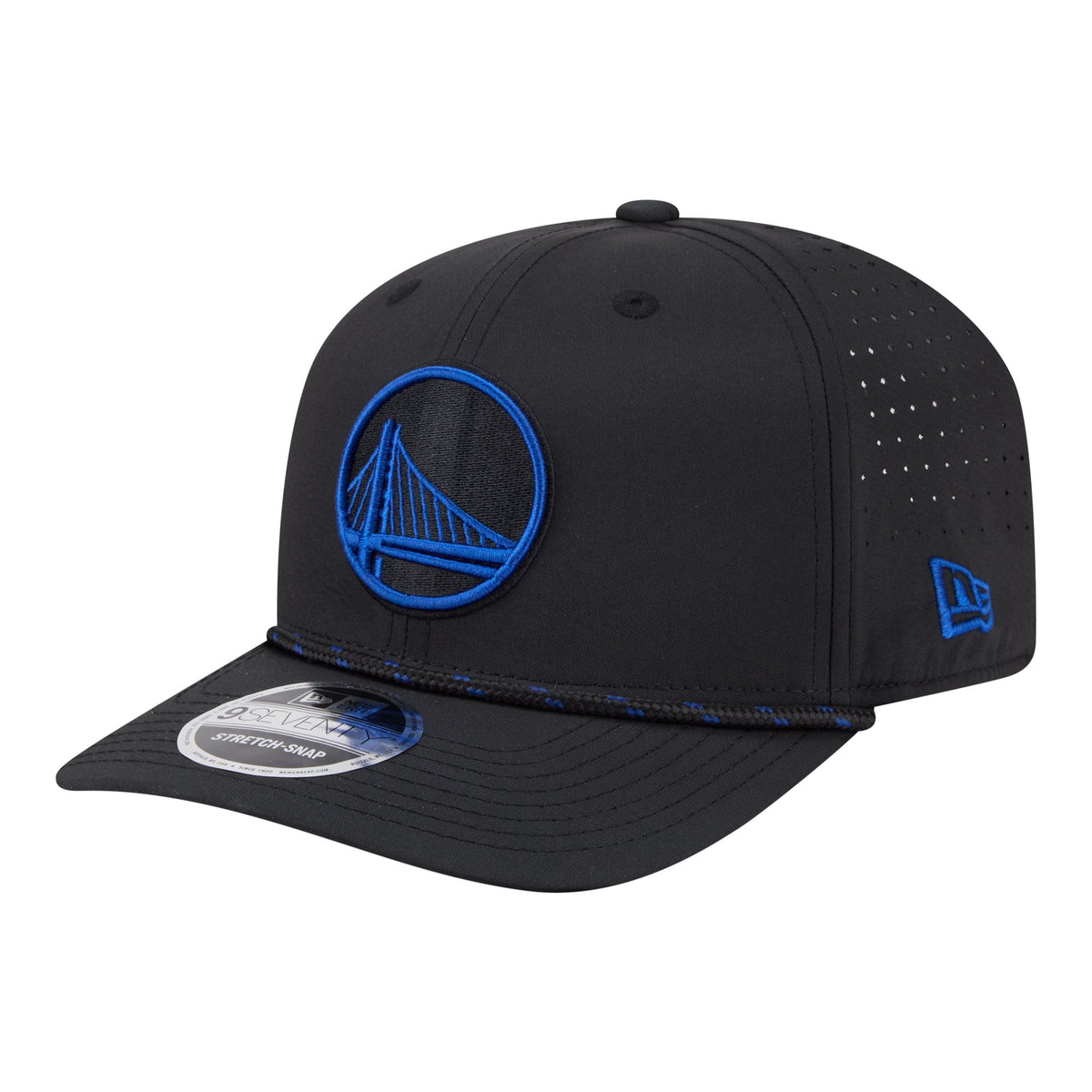 Men's Golden State Warriors New Era Black Sport Rope Vented Stretch-Snap 9SEVENTY Hat