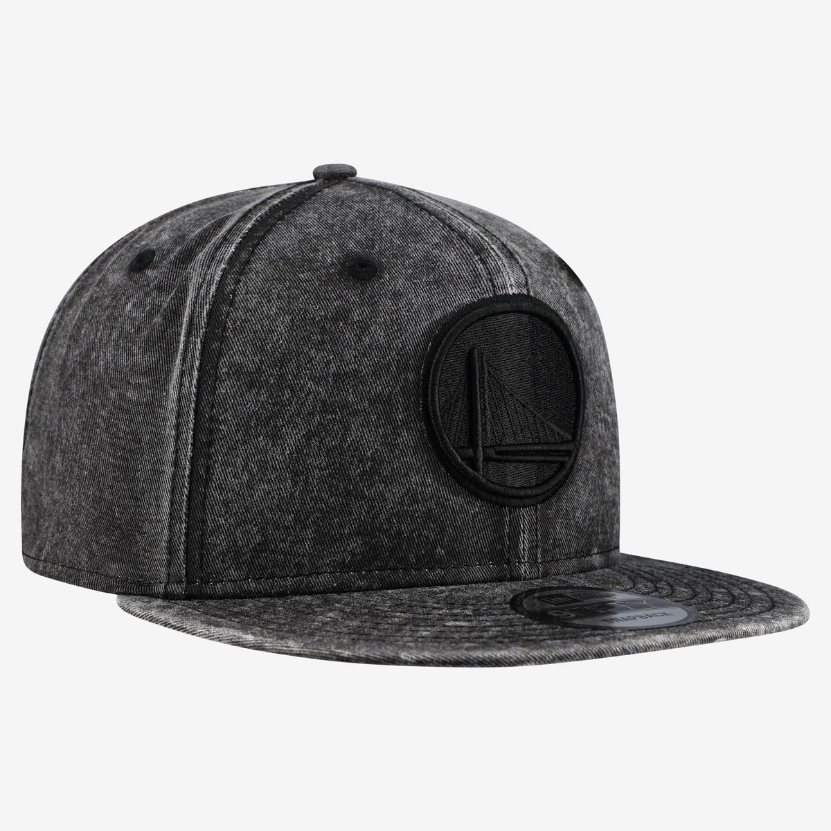 Men's Golden State Warriors  New Era Black Washed Tonal 9FIFTY Snapback Hat