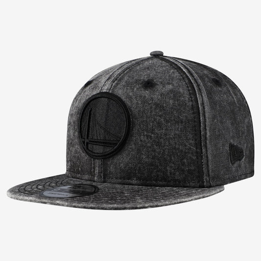 Men's Golden State Warriors  New Era Black Washed Tonal 9FIFTY Snapback Hat