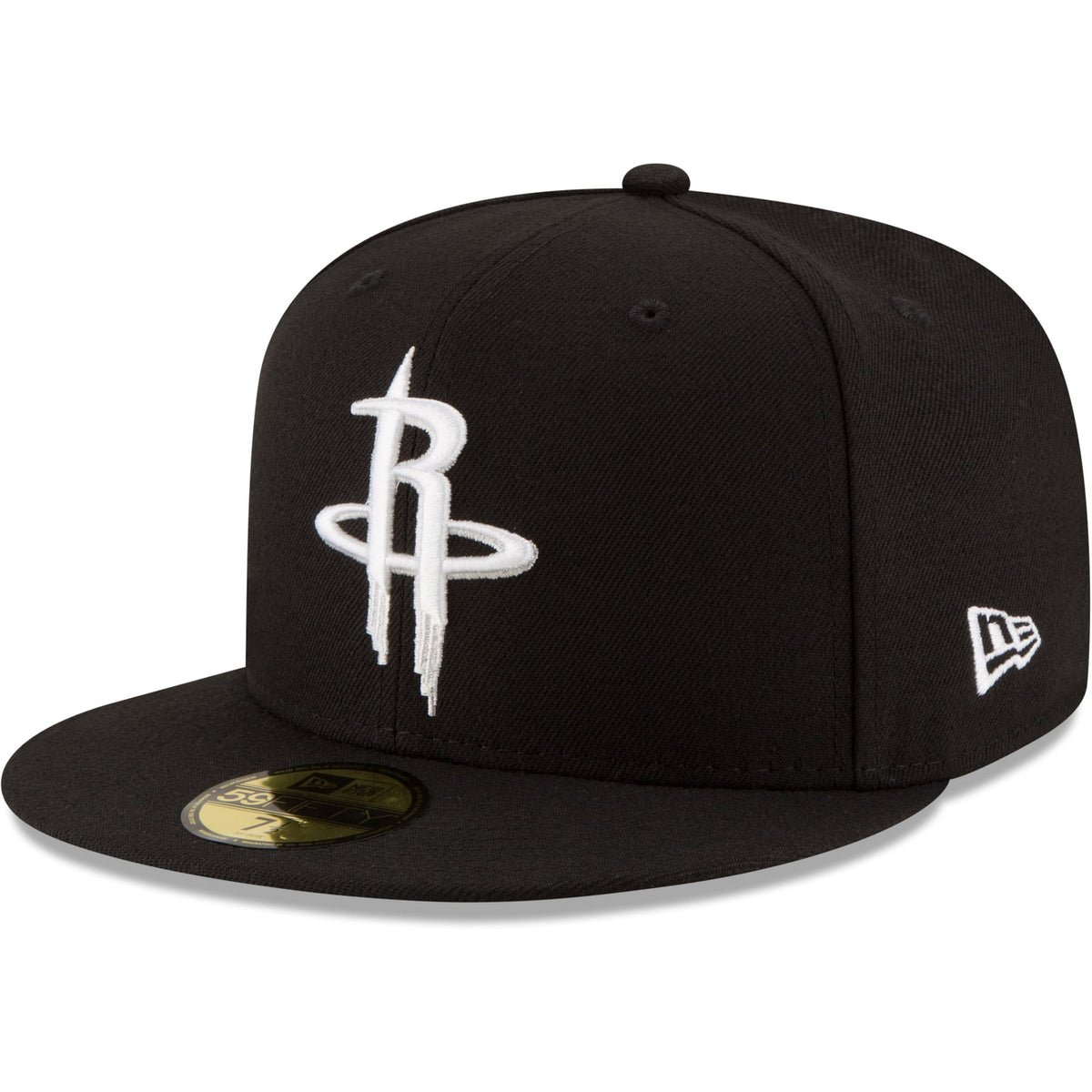 Men's Houston Rockets New Era Black Black & White Logo 59FIFTY Fitted Hat