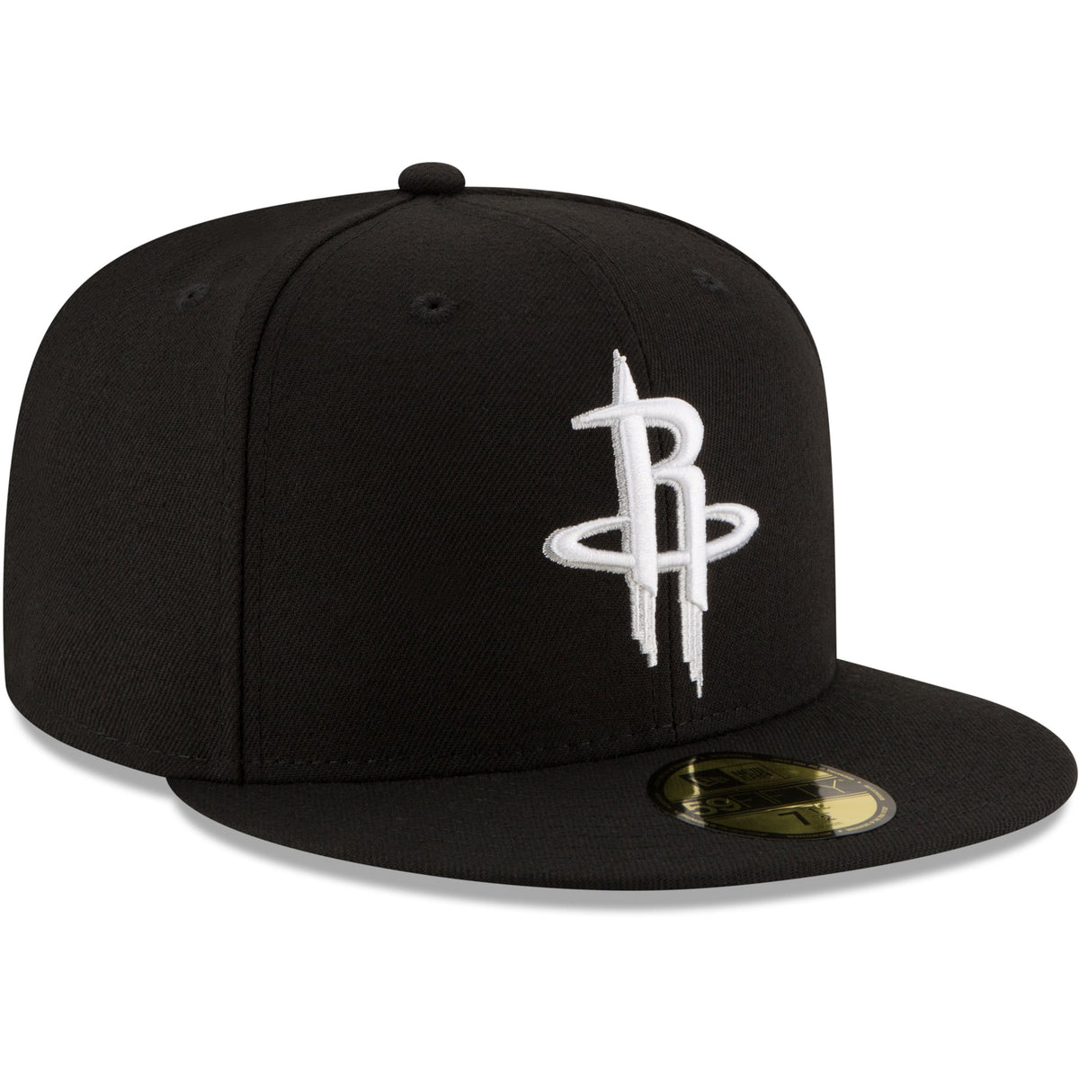 Men's Houston Rockets New Era Black Black & White Logo 59FIFTY Fitted Hat
