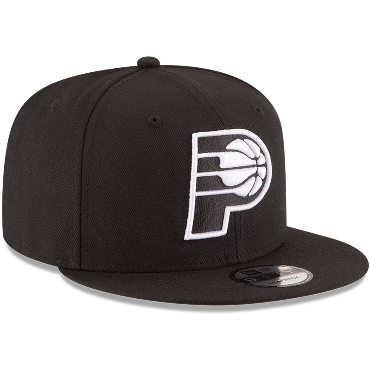 Men's Indiana Pacers New Era Black Black & White Logo 9FIFTY Adjustable Snapback Hat