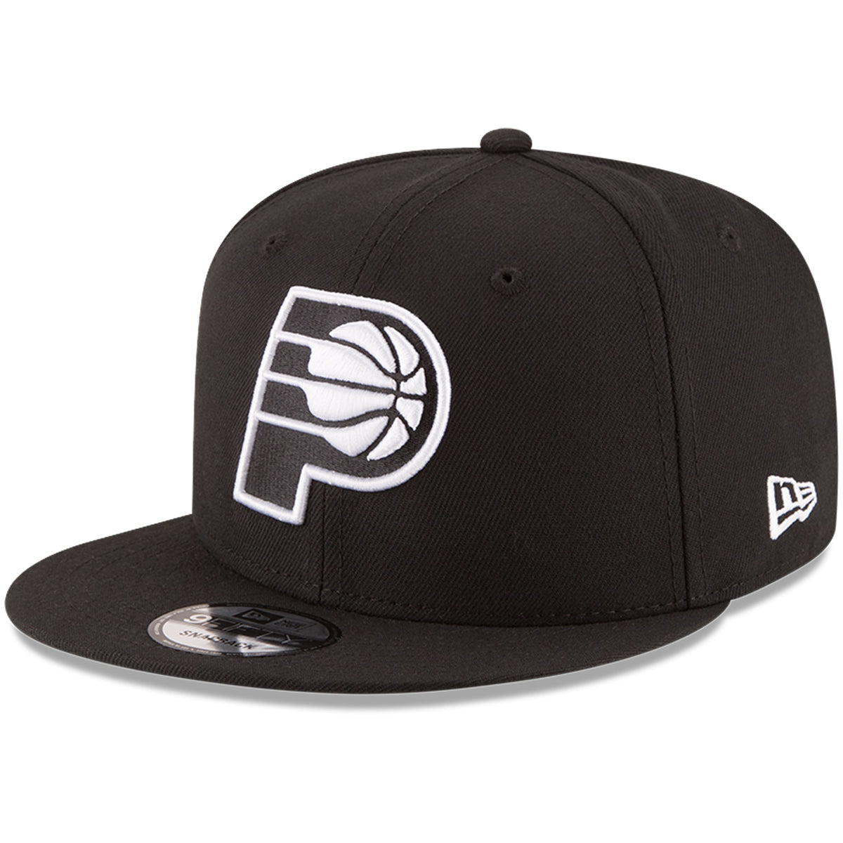 Men's Indiana Pacers New Era Black Black & White Logo 9FIFTY Adjustable Snapback Hat