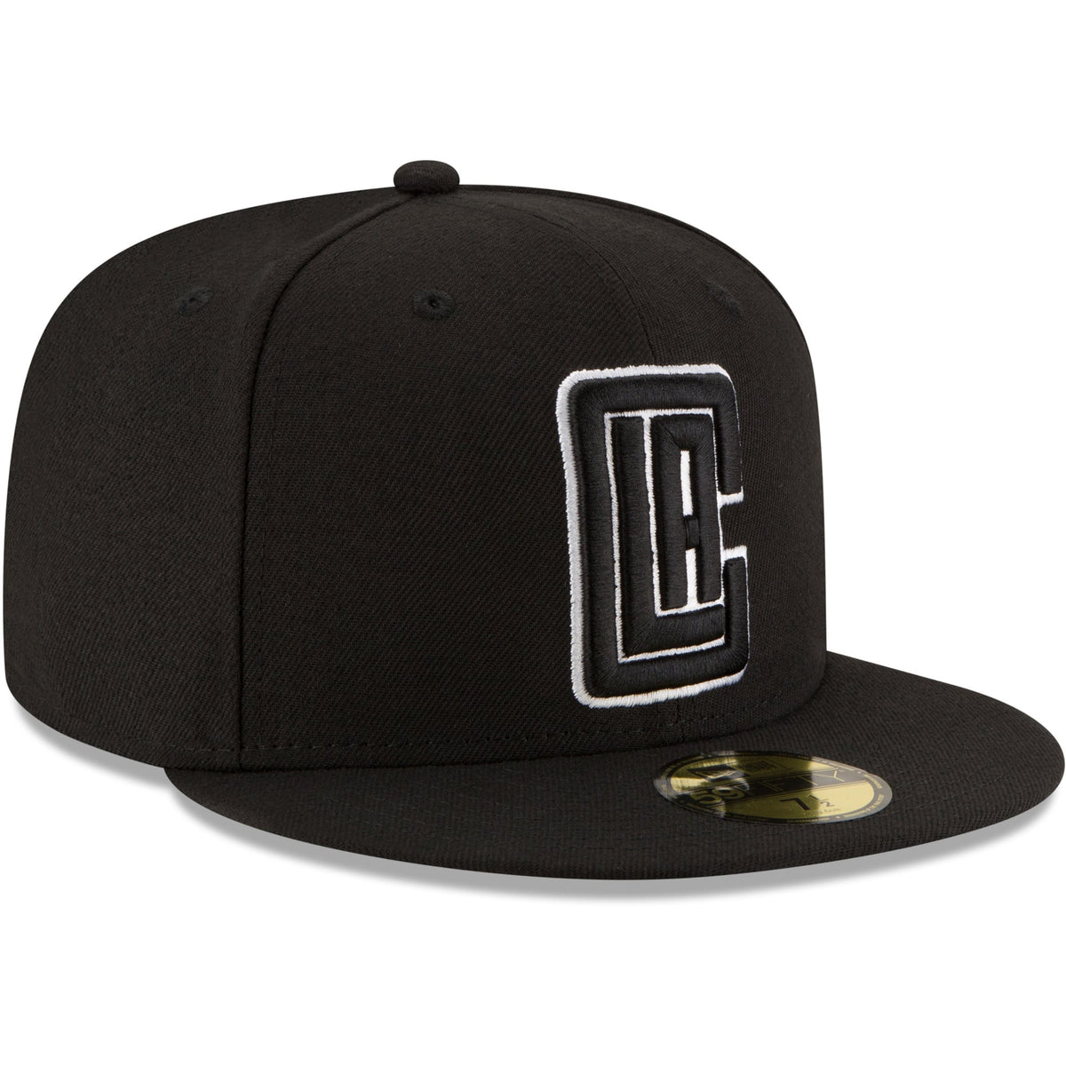 Men's LA Clippers New Era Black Black & White Logo 59FIFTY Fitted Hat