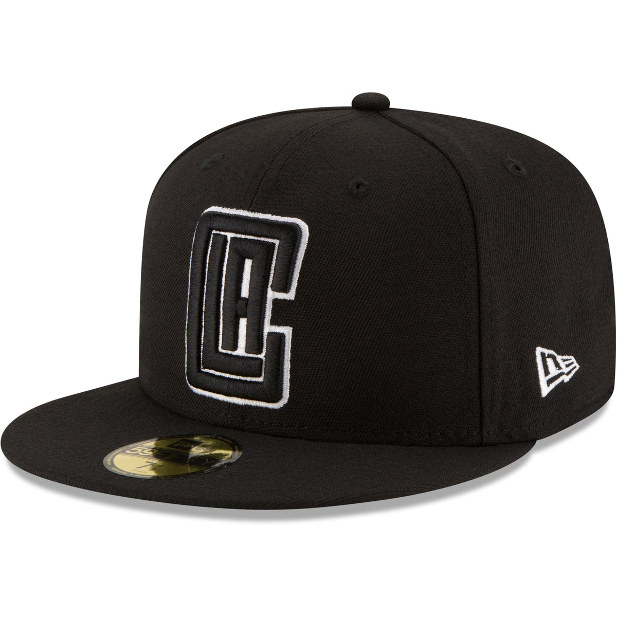 Men's LA Clippers New Era Black Black & White Logo 59FIFTY Fitted Hat