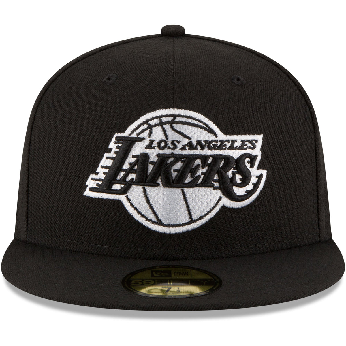 Men's Los Angeles Lakers New Era Black Black & White Logo 59FIFTY Fitted Hat