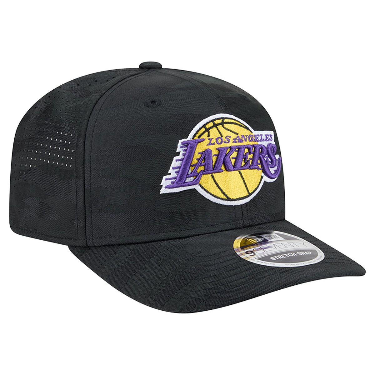 Men's Los Angeles Lakers New Era Black Camo 9SEVENTY Perforated Adjustable Hat