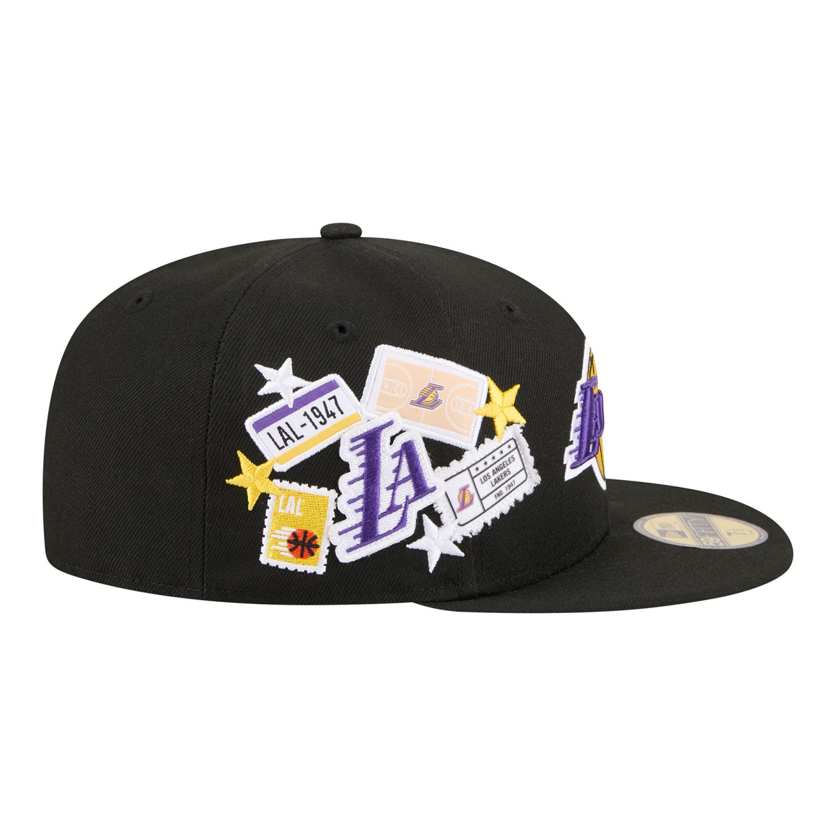 Men's Los Angeles Lakers  New Era Black Team Collage 59FIFTY Fitted Hat