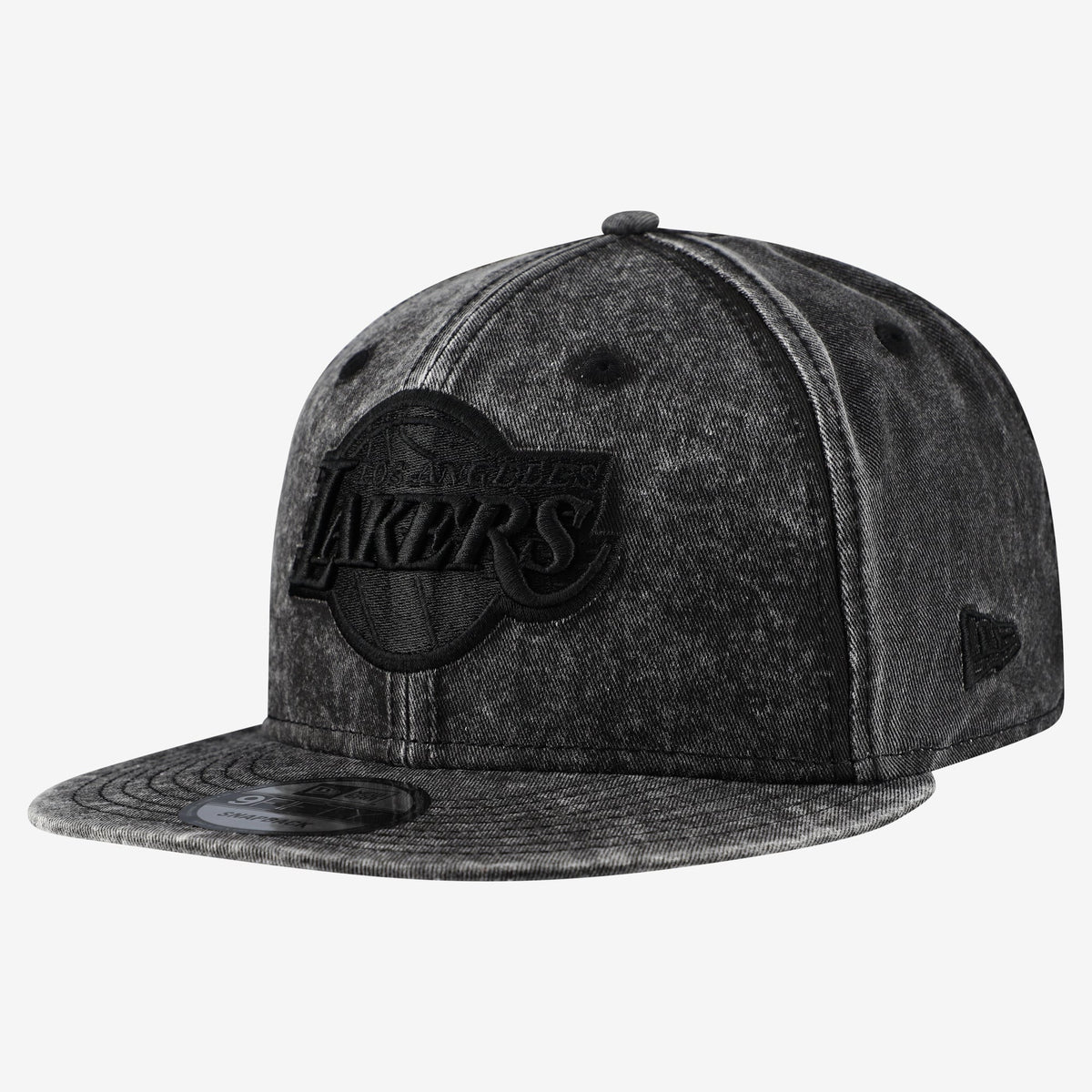 Men's Los Angeles Lakers  New Era Black Washed Tonal 9FIFTY Snapback Hat