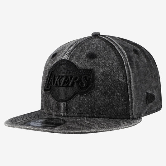 Men's Los Angeles Lakers  New Era Black Washed Tonal 9FIFTY Snapback Hat
