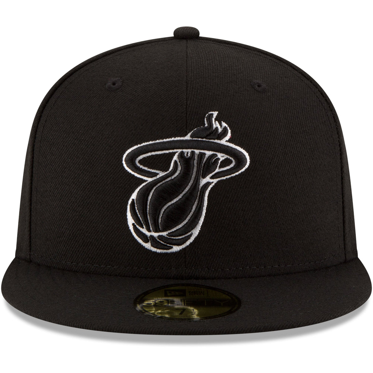 Men's Miami Heat New Era Black Black & White Logo 59FIFTY Fitted Hat