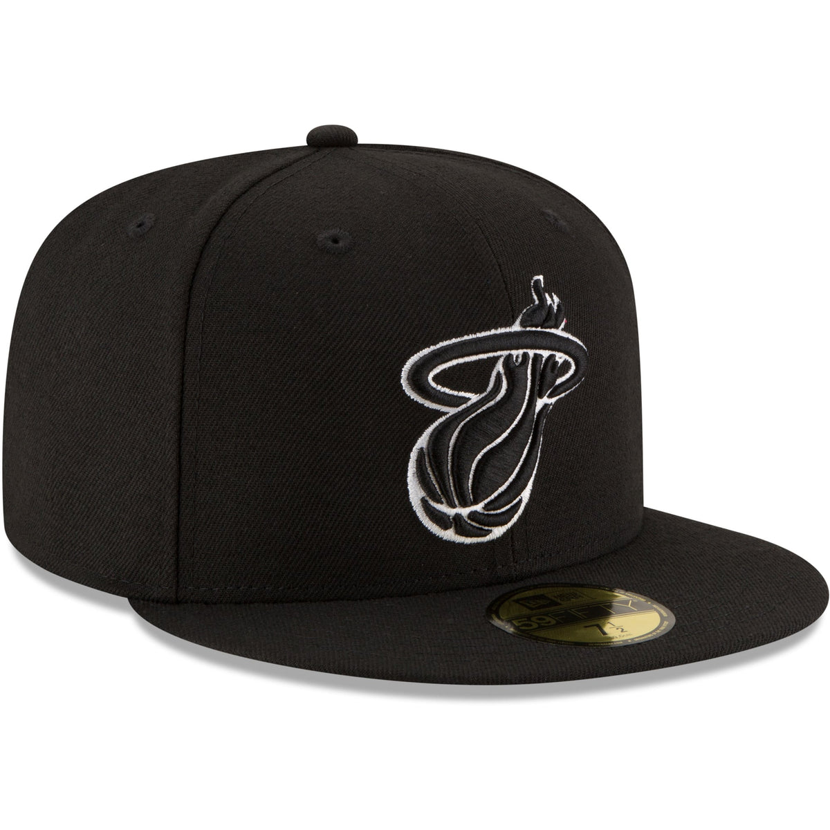 Men's Miami Heat New Era Black Black & White Logo 59FIFTY Fitted Hat