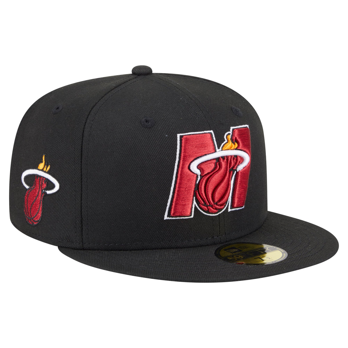 Men's Miami Heat  New Era Black Deceptor 59FIFTY Fitted Hat