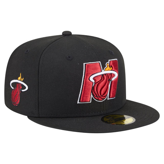 Men's Miami Heat  New Era Black Deceptor 59FIFTY Fitted Hat