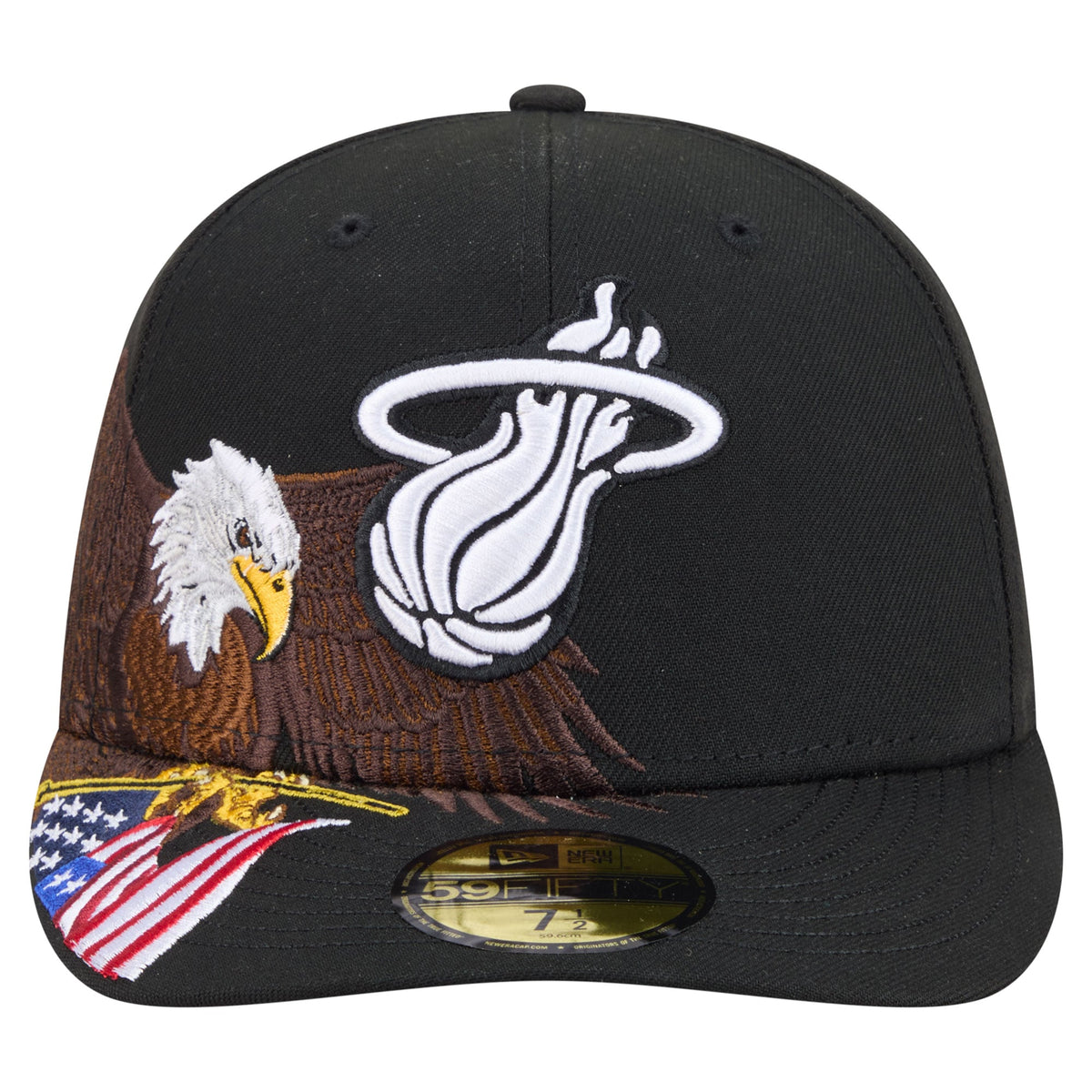 Men's Miami Heat New Era Black Freedom Pre-Curved 59FIFTY Fitted Hat