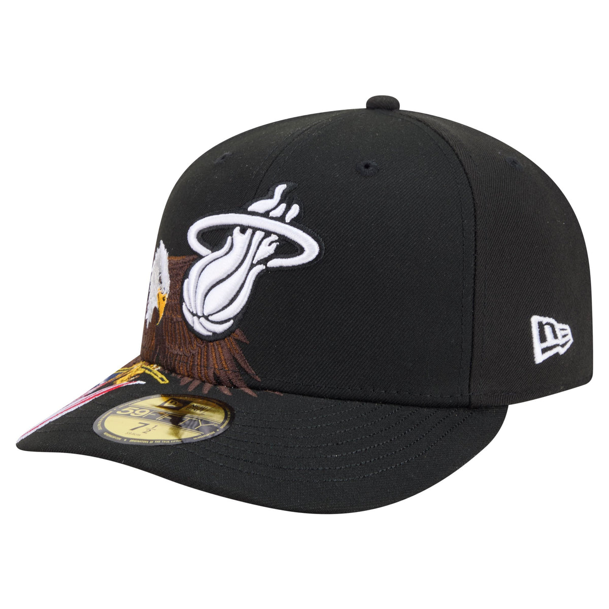 Men's Miami Heat New Era Black Freedom Pre-Curved 59FIFTY Fitted Hat