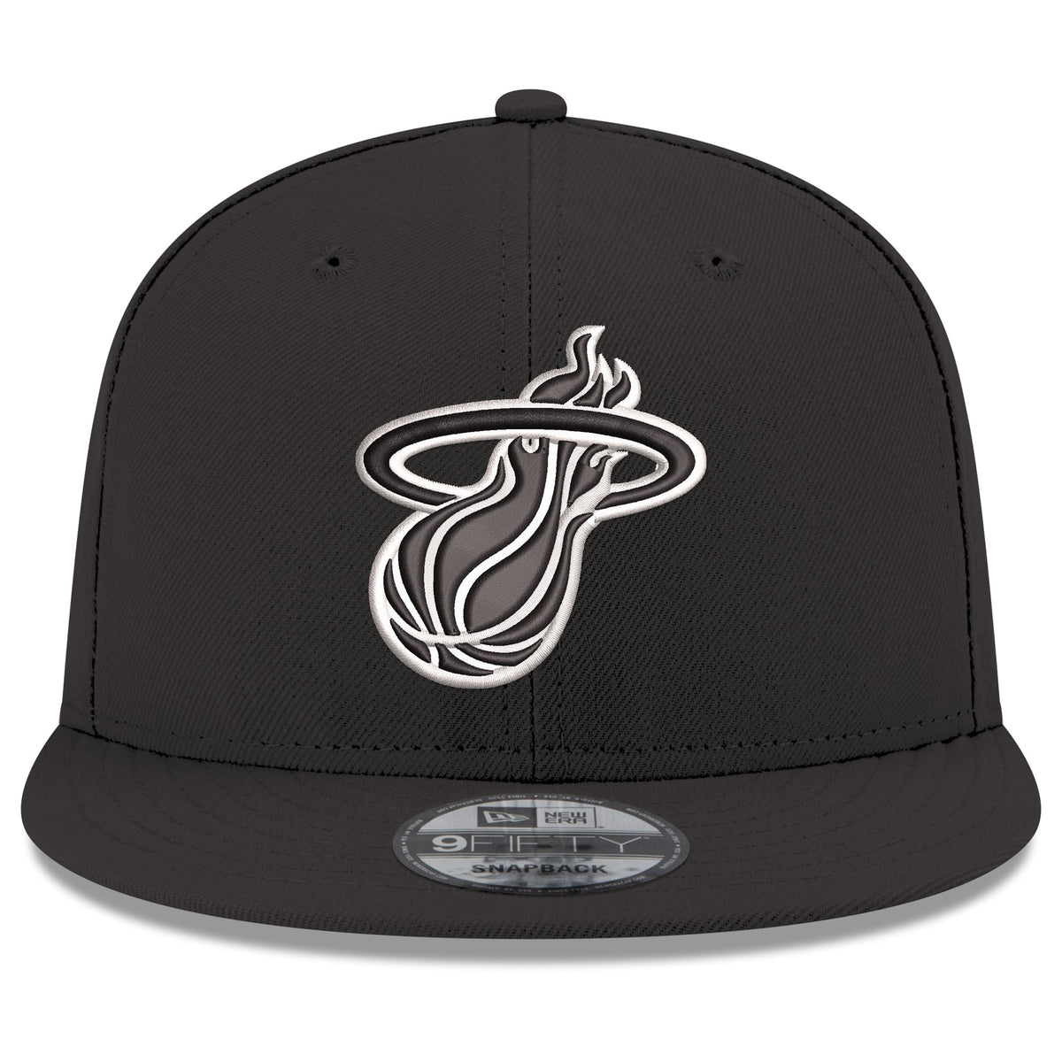 Men's Miami Heat  New Era Black Team 9FIFTY Snapback Hat