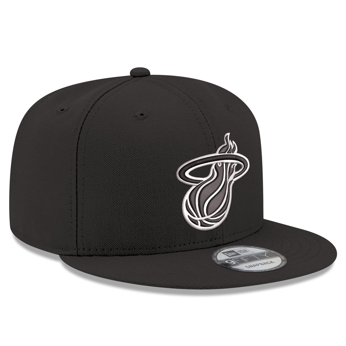 Men's Miami Heat  New Era Black Team 9FIFTY Snapback Hat