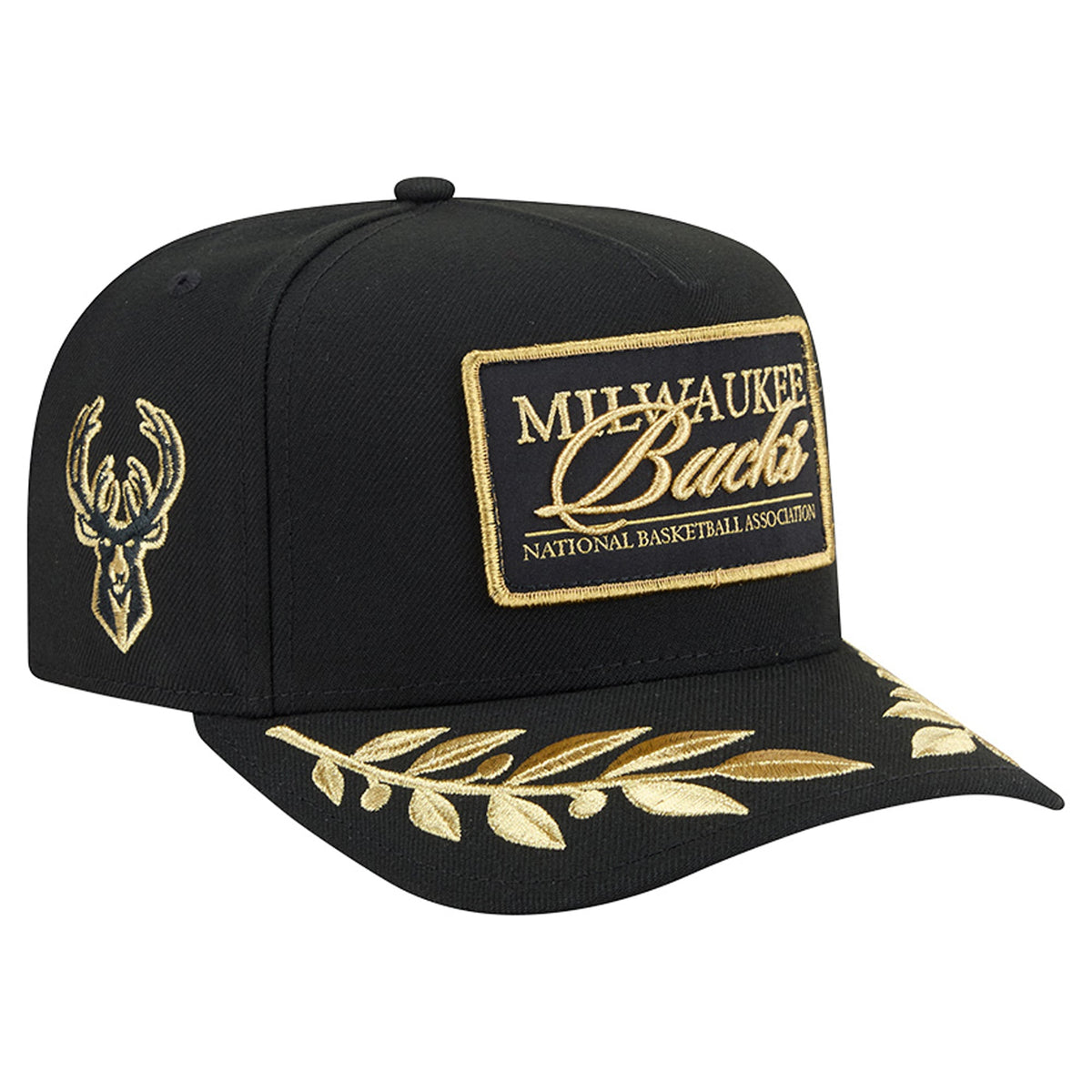 Men's Milwaukee Bucks  New Era Black Golden 9FIFTY Snapback Hat