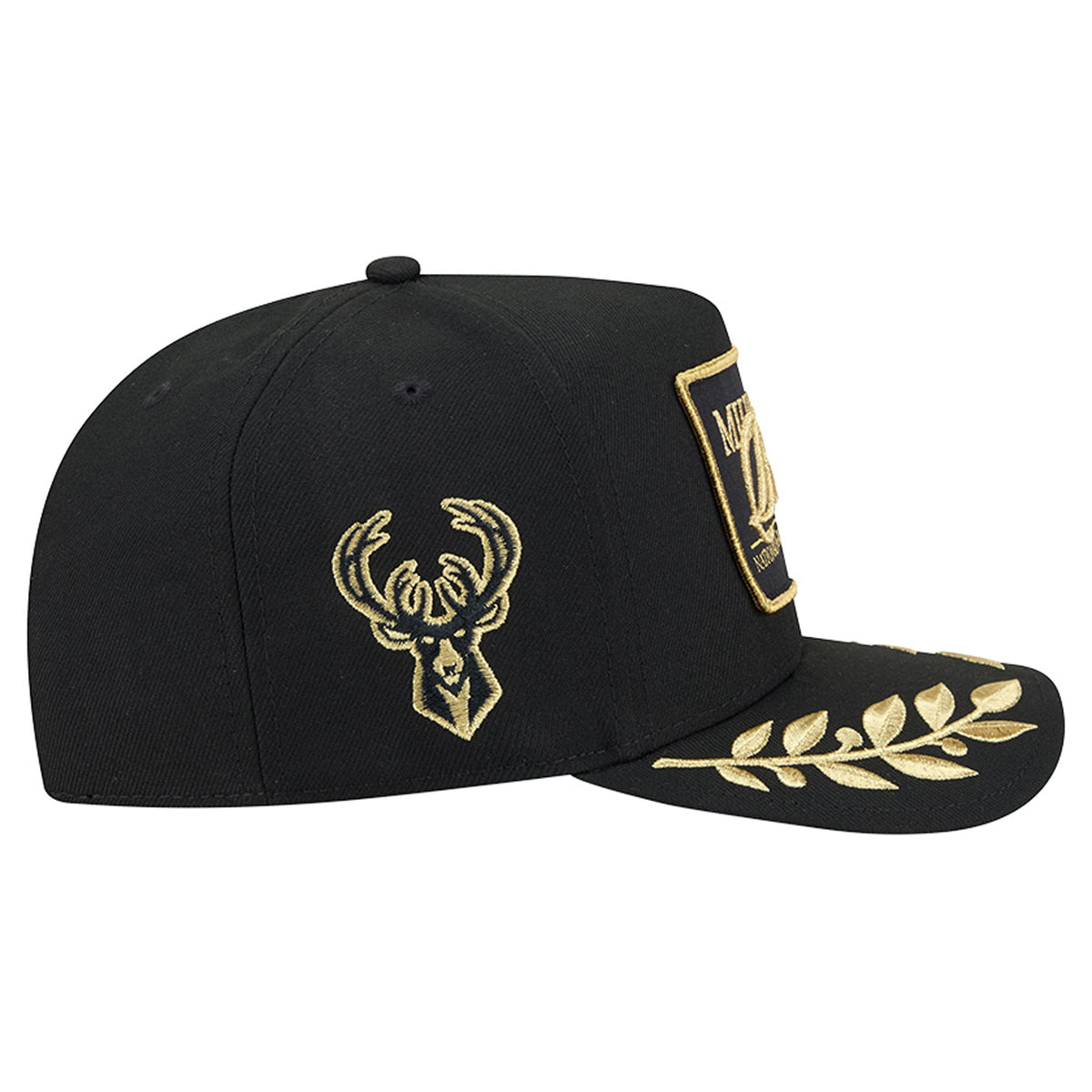 Men's Milwaukee Bucks  New Era Black Golden 9FIFTY Snapback Hat