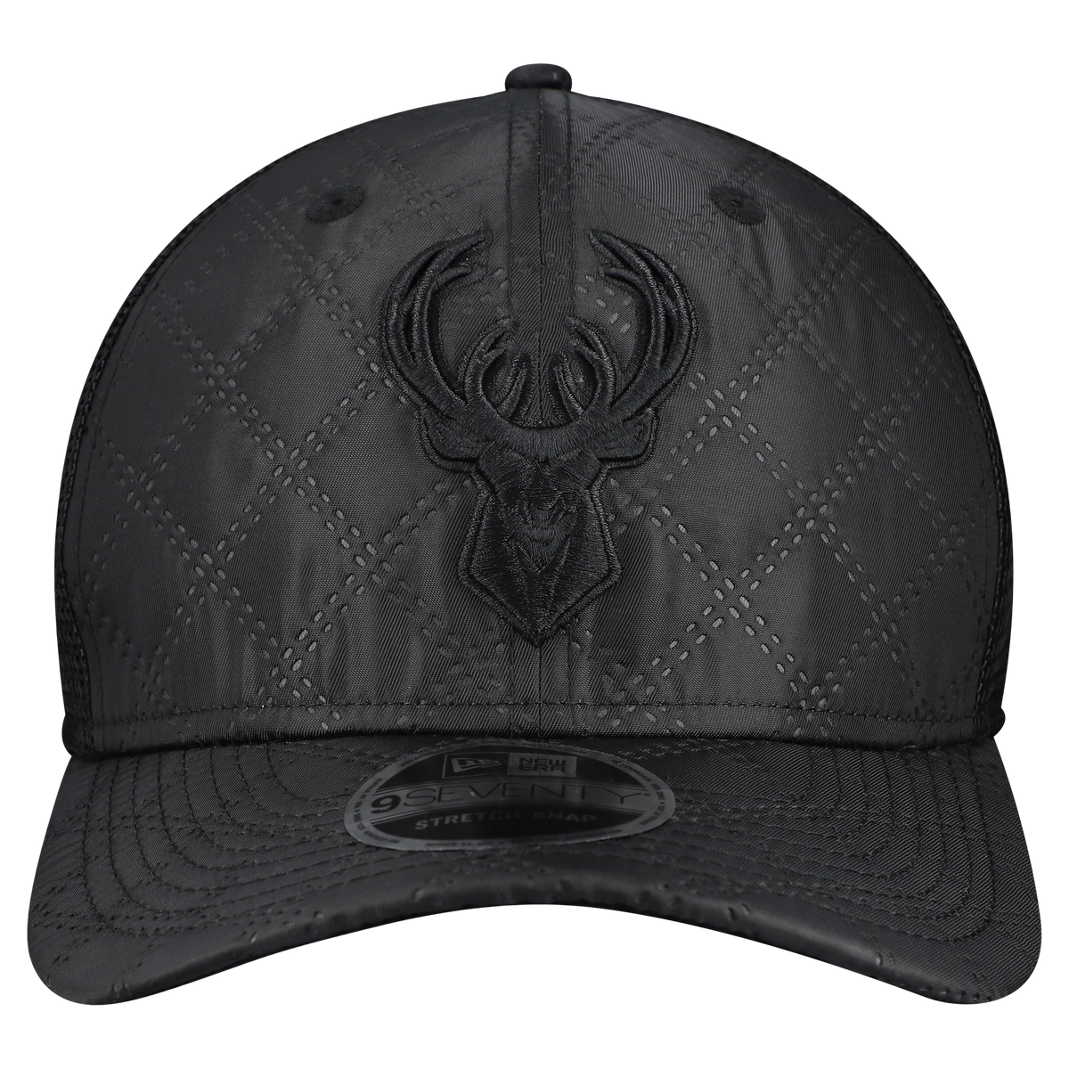 Men's Milwaukee Bucks  New Era Black Quilted 9SEVENTY Trucker Adjustable Hat