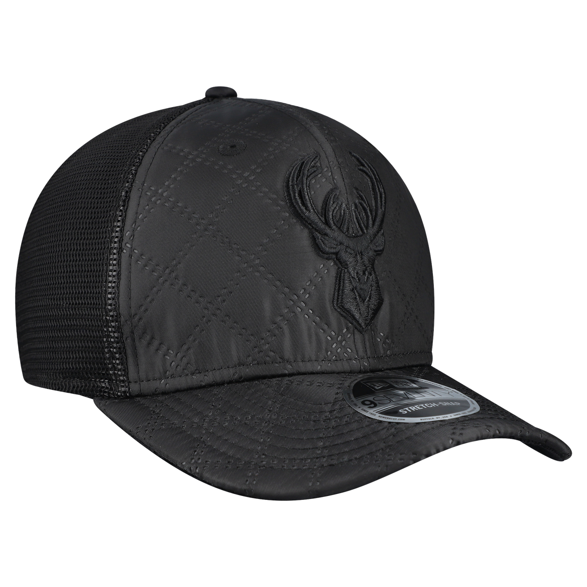 Men's Milwaukee Bucks  New Era Black Quilted 9SEVENTY Trucker Adjustable Hat