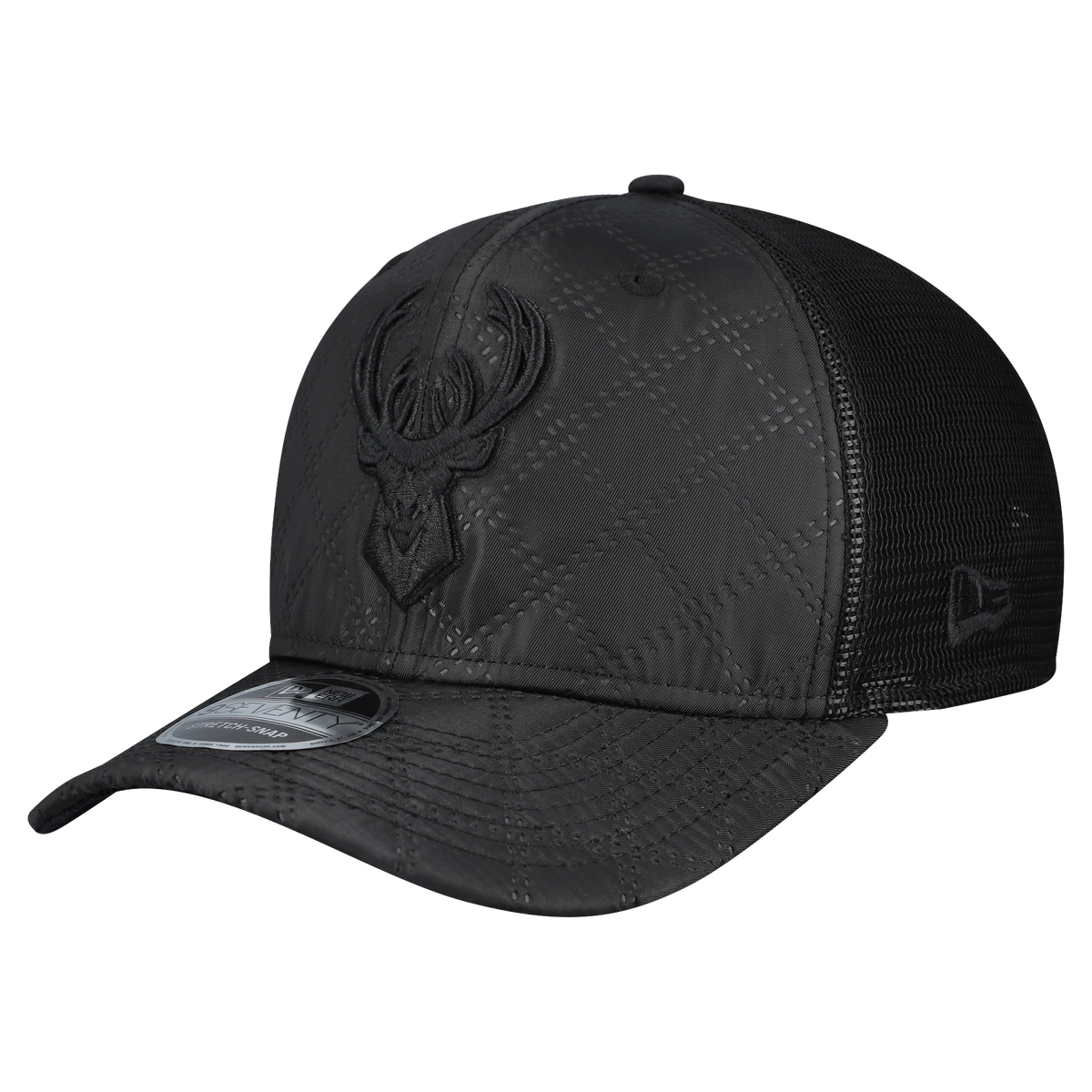Men's Milwaukee Bucks  New Era Black Quilted 9SEVENTY Trucker Adjustable Hat