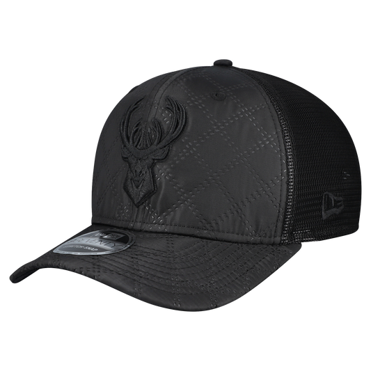 Men's Milwaukee Bucks  New Era Black Quilted 9SEVENTY Trucker Adjustable Hat